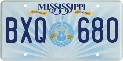 MS license plate BXQ680