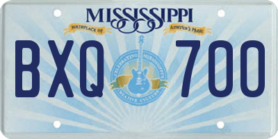 MS license plate BXQ700