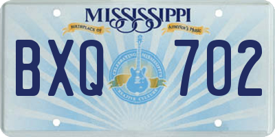 MS license plate BXQ702