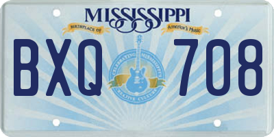 MS license plate BXQ708