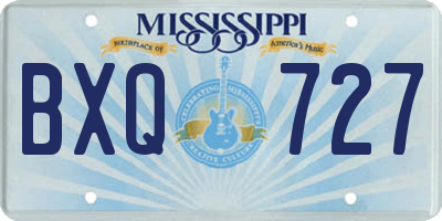 MS license plate BXQ727