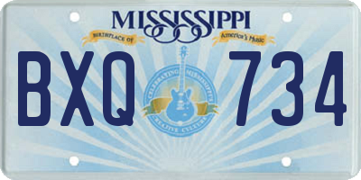 MS license plate BXQ734
