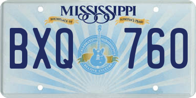 MS license plate BXQ760
