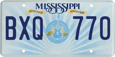MS license plate BXQ770