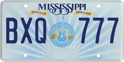 MS license plate BXQ777