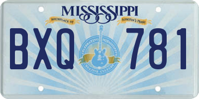 MS license plate BXQ781