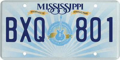 MS license plate BXQ801