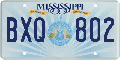 MS license plate BXQ802