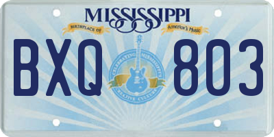 MS license plate BXQ803