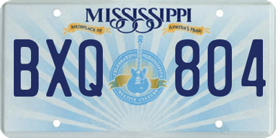 MS license plate BXQ804