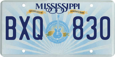 MS license plate BXQ830