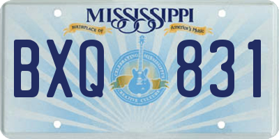 MS license plate BXQ831
