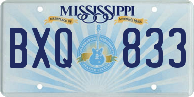 MS license plate BXQ833