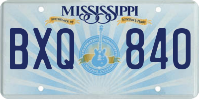 MS license plate BXQ840