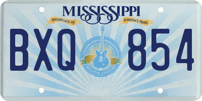 MS license plate BXQ854