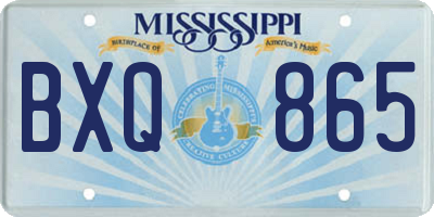MS license plate BXQ865