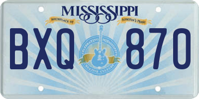 MS license plate BXQ870