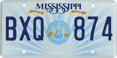 MS license plate BXQ874