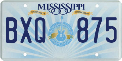 MS license plate BXQ875