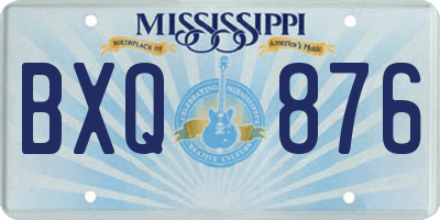 MS license plate BXQ876