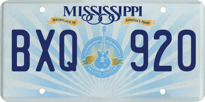 MS license plate BXQ920