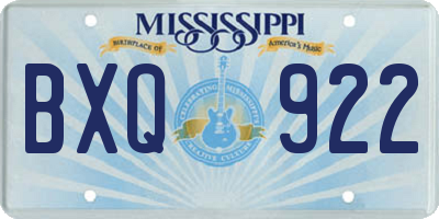 MS license plate BXQ922