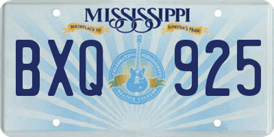 MS license plate BXQ925