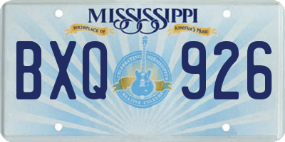 MS license plate BXQ926