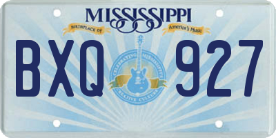 MS license plate BXQ927