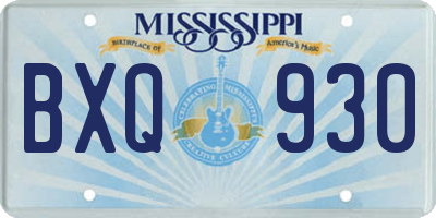 MS license plate BXQ930