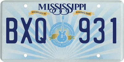 MS license plate BXQ931