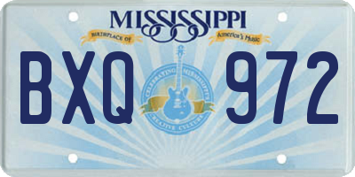 MS license plate BXQ972