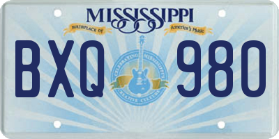 MS license plate BXQ980