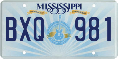 MS license plate BXQ981