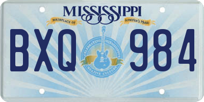 MS license plate BXQ984