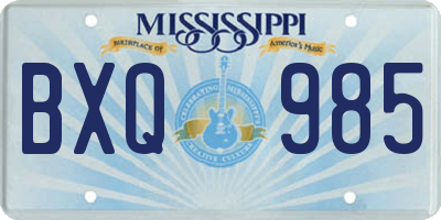 MS license plate BXQ985