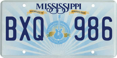 MS license plate BXQ986