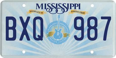 MS license plate BXQ987