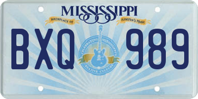 MS license plate BXQ989