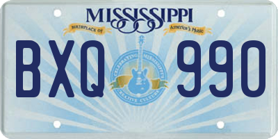 MS license plate BXQ990