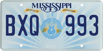 MS license plate BXQ993