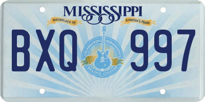 MS license plate BXQ997