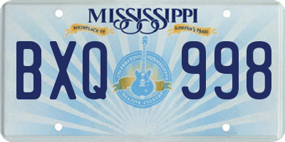 MS license plate BXQ998