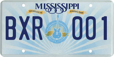 MS license plate BXR001