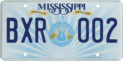 MS license plate BXR002