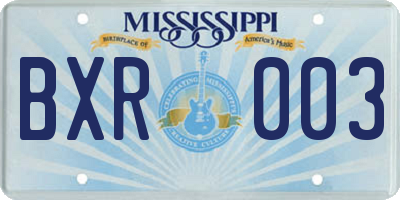 MS license plate BXR003
