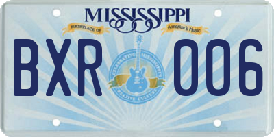 MS license plate BXR006