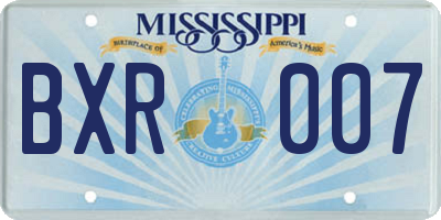 MS license plate BXR007