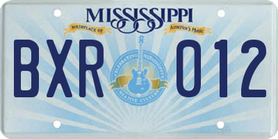 MS license plate BXR012
