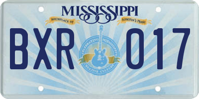 MS license plate BXR017